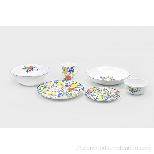 Jantar de porcelana com decalque